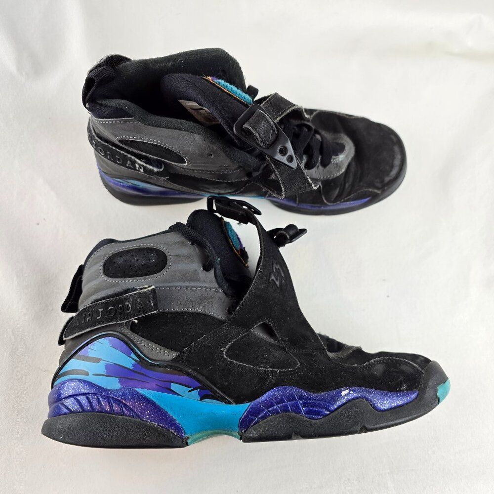 Jordan 8 Retro Aqua Kids 6Y Black Purple Teal Blue Sneakers Shoes Basketbal;